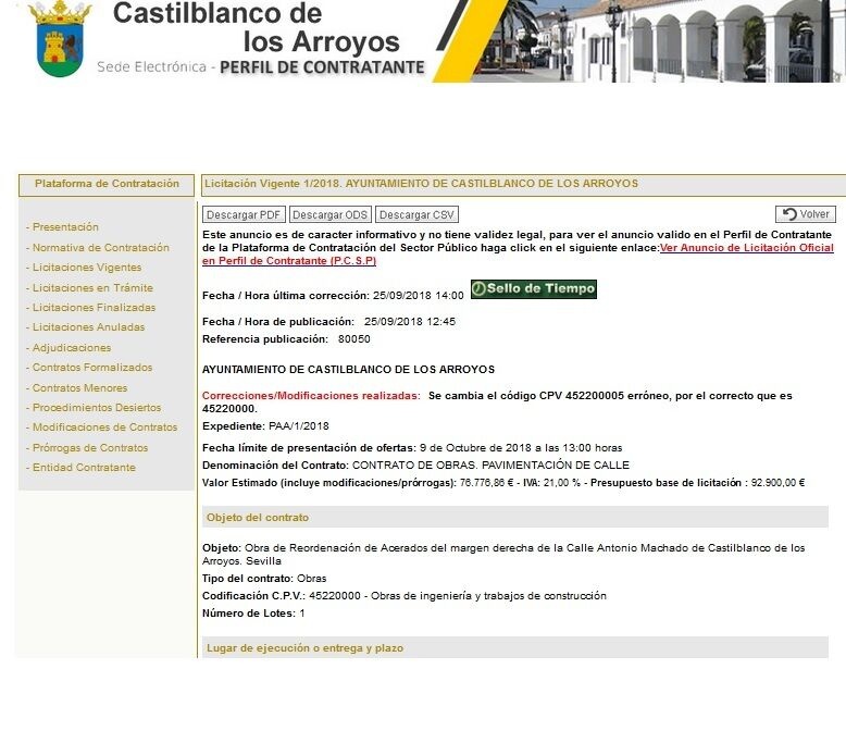 Licitación Antonio Machado