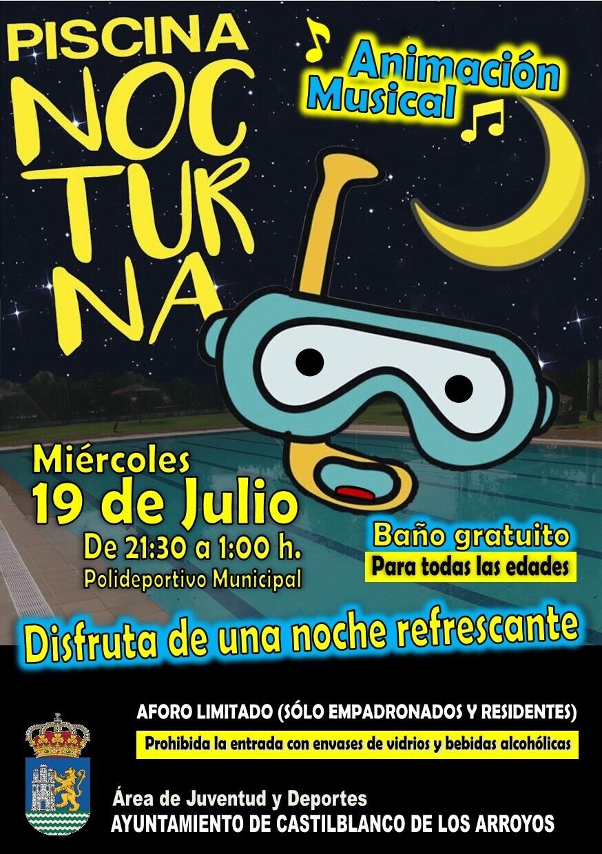 cartel noche de verano piscina